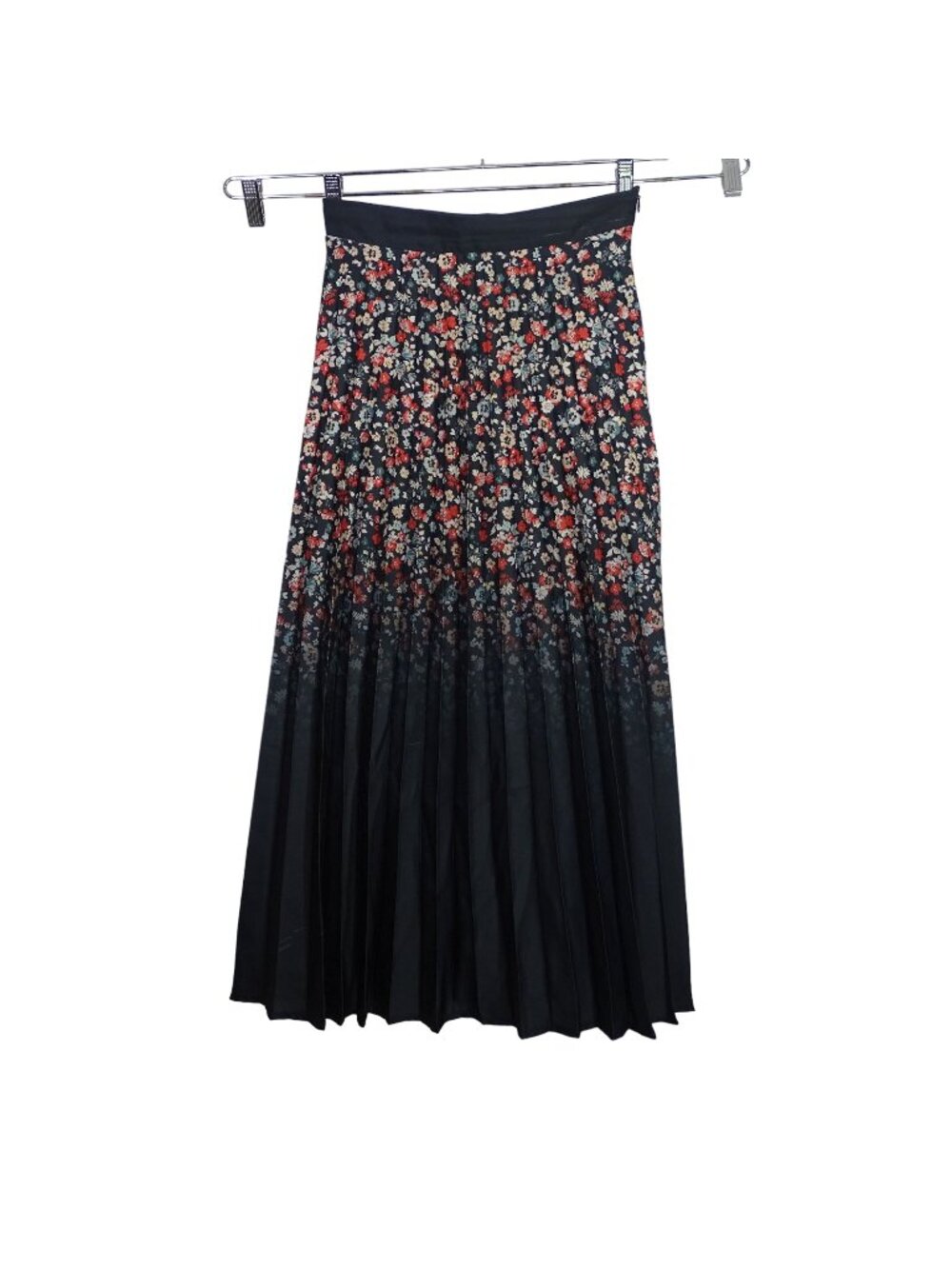 Vtg Carlucci Floral Pleated Skirt Women Size EUR 38 US 6 Black Multicolor FLAWS